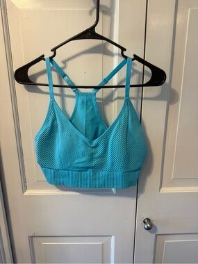 PINK Victoria's Secret Aqua Ribbed Racerback Sports Bralette